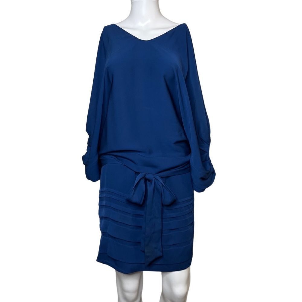 Diane Von Furstenberg Front Tie overlapping Mini Dress Blue Size 6